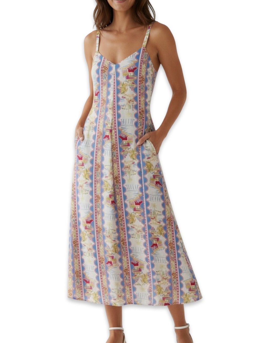 Label of love Spaghetti Strap Wavy Strip Dress Size 4 NWT